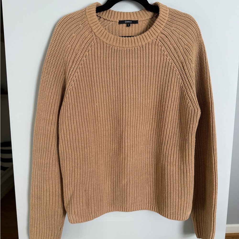 Quince Camel Ribbed Crewneck Sweater - Picture 2 of 4